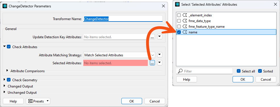 ChangeDetector parameters